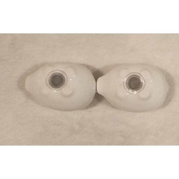 Ceramic Pig Salt & Pepper Shakers Small White With Gold Monogram - Picture 2 of 5